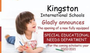 KINGSTON INTERNATIONAL SCHOOL GLADLY ANNOUNCES THE OPENING OF A NEW FULLY EQUIPPED SPECIAL EDUCATIONAL NEEDS DEPARTMENT FOR THE COMING SCHOLASTIC YEAR 2021-2022 .